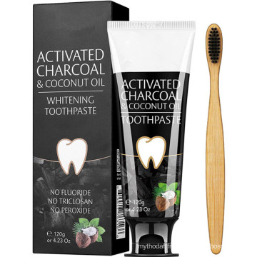 Dentifrice blanchissant pour les dents au charbon actif et à l&#39;huile de noix de coco 100% naturel